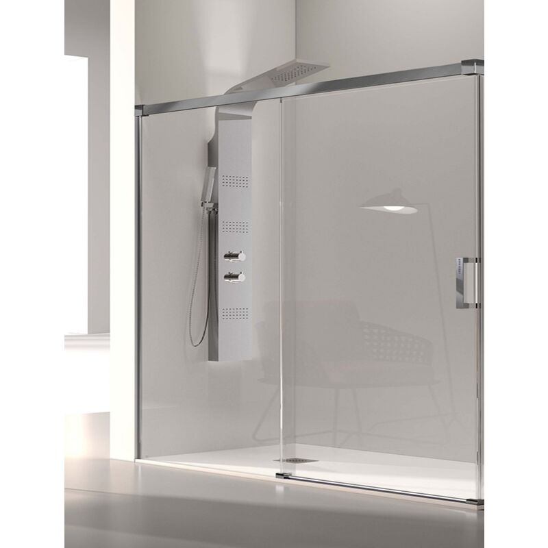 

Mampara de Ducha Frontal- 1 Hoja Fija y 1 Puerta Corredera- Cristal de Seguridad de 6 mm - Modelo Glase 2 PB (172 - 176 cm) - TRANSPARENTE