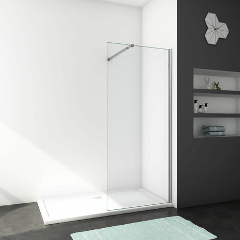 Mampara de ducha frontal 1 hoja sin marco exterior, 8mm cristal templado con película de protección a prueba de explosiones, barra 73-120cm, 120x200cm