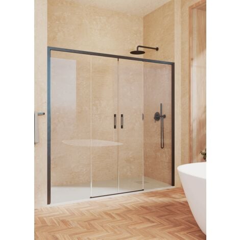 SOULBATH 145 a 150 cm ancho adaptable x 195 cm alto negro mate