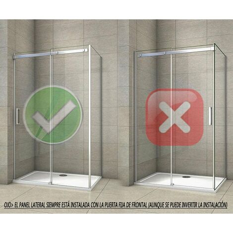 Mampara de ducha frontal con un panel lateral , mampara de 8 mm Easy Clean Cristal templado 140x80x195cm