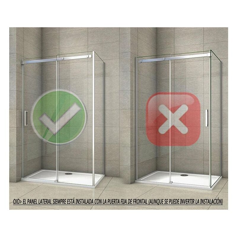 

Mampara de ducha frontal con un panel lateral , mampara de 8 mm Easy Clean Cristal templado 110x80x195 cm