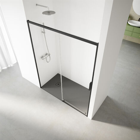 REAL SHOWER corredera- 155-158 cm. Altura: 195 cm - Perfil Negro - Vidrio templado 6 mm Transparente - Antical