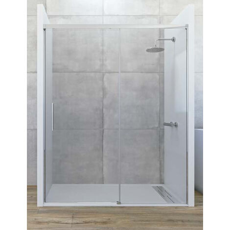 Mampara De Ducha Frontal 1 Puerta 1 Fijo Corredera, Vidrio Templado De 6mm  Antical Transparente, Perfilería Negra, 145 Cm (adaptable 139-144cm) con  Ofertas en Carrefour