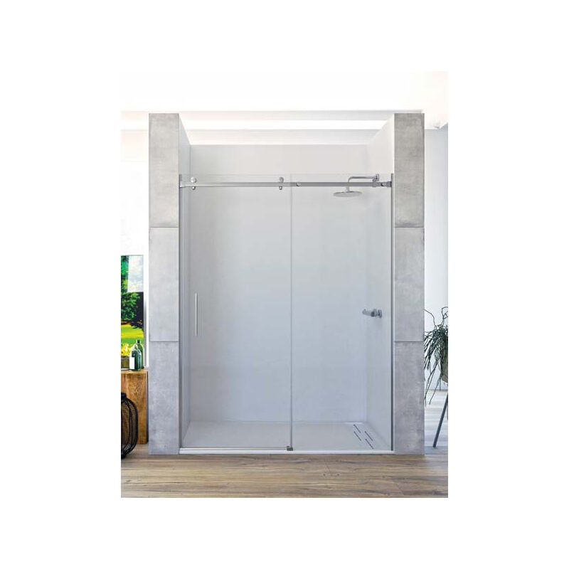 

Mampara de ducha frontal de 1 hoja fija y 1 puerta corredera. - ACERO INOXIDABLE - Cristal 6 mm con ANTICAL INCLUIDO - Modelo TEA Medida (111-120)