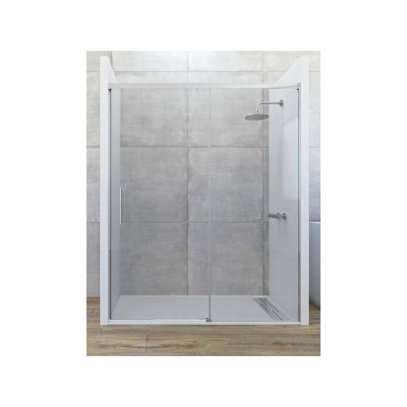 

Mampara de ducha frontal Corredera - de 1 hoja fija y 1 - Cristal 6 mm con ANTICAL INCLUIDO - Modelo COSMOS Medida (111-120) - CRISTAL DECORADO 21