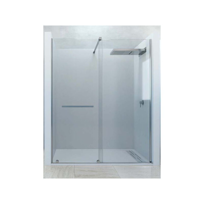 

Mampara de ducha frontal de 1 hoja fija y 1 puerta corredera. - Cristal 8 mm con ANTICAL INCLUIDO - Modelo LIZANA Medida (100-110) - CRISTAL DECORADO