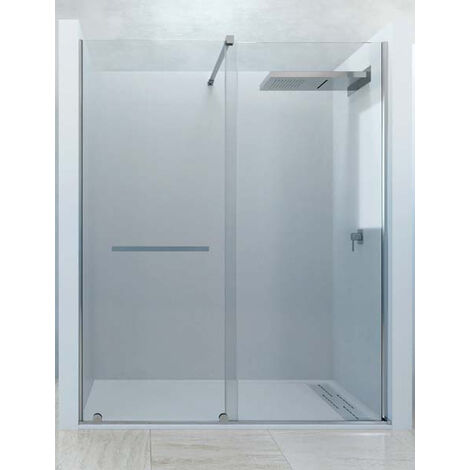 Mampara de ducha frontal de 1 hoja fija y 1 puerta corredera. - Modelo LIZANA