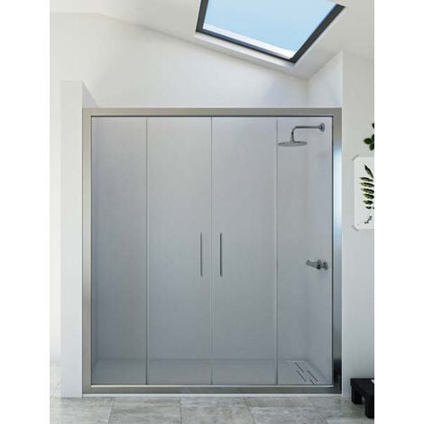 Mampara de ducha frontal de 2 hojas fijas y 2 puertas correderas. - Modelo DENÍS