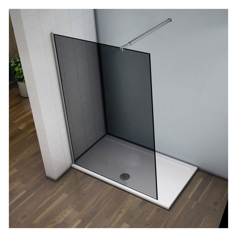 

Mampara de Ducha italiana Walk -In, Cristal gris con tratamiento antical con barra de soporte ajustable 73 cm-120 cm - 140x200 cm