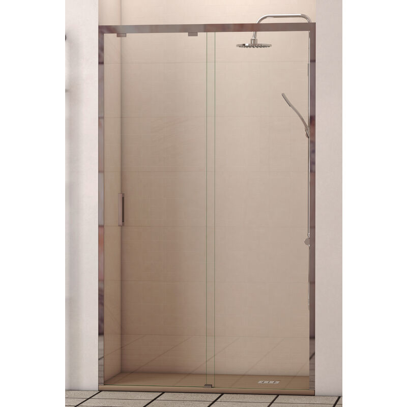 

Mampara de Ducha Modelo LOIRA Frontal Hoja Fija + Corredera con Cristal de Seguridad (6mm) y Perfil en INOX ,150cm(146 a 150cm)