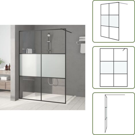 Mampara de ducha negra - vidaXL Mampara de ducha vidrio ESG semiesmerilado negro 140x195 cm - Mampara de ducha ajustable