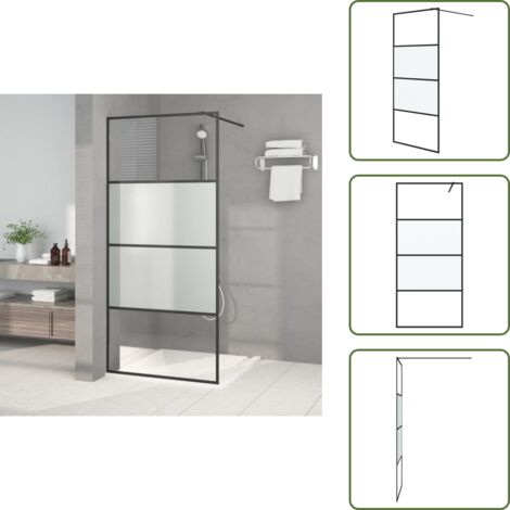 Mampara de ducha negra - vidaXL Mampara de ducha vidrio ESG semiesmerilado negro 90x195 cm - Mampara de ducha ajustable