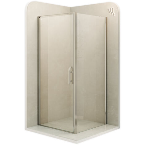 Mampara de Ducha Nicole 100x90x195cm, REVERSIBLE, Puerta abatible 100 cm, Ajuste 98,5-100,5x89,3-90,8cm, Perfiles Cromados, Cristal transparente 8mm