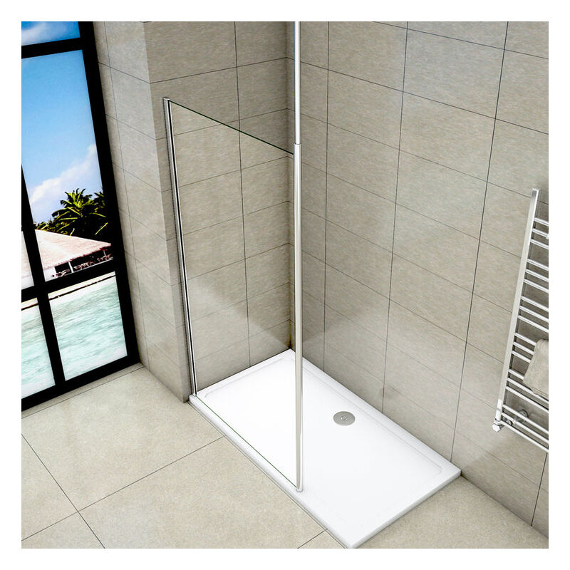 

Mampara de ducha Panel Fijo con Barra a Techo, Cristal Templado Transparente Antical 8mm, 120x200cm