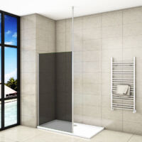 Mamparas de Ducha Frontales Puerta Fijo WALK IN Antical 8mm Cristal Barra 90cm 120x200cm