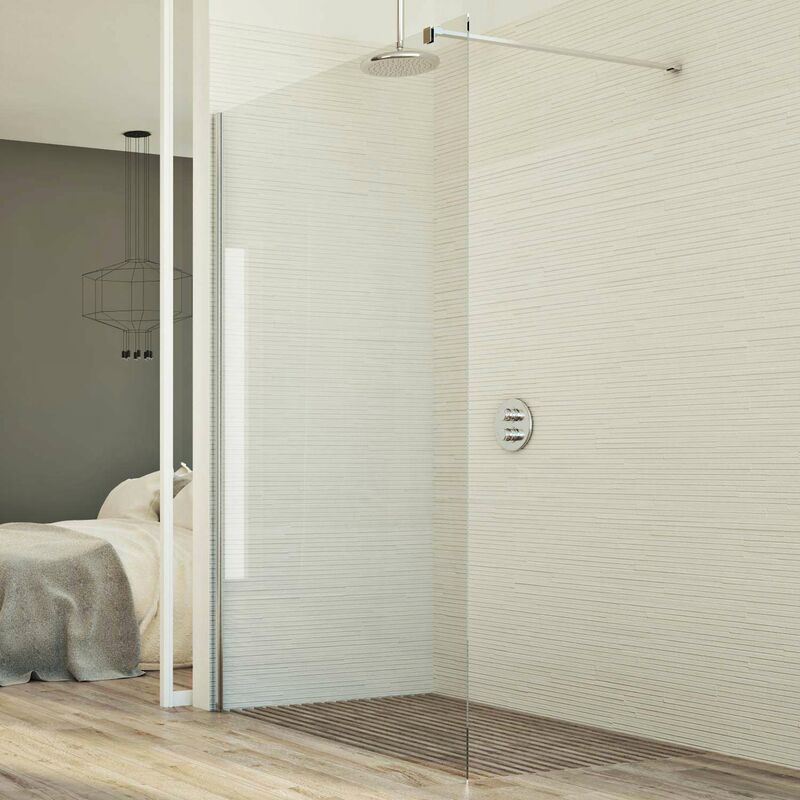 

Pared de ducha de vidrio transparente 8mm h 198 mod. Walk in Lado 100 cm