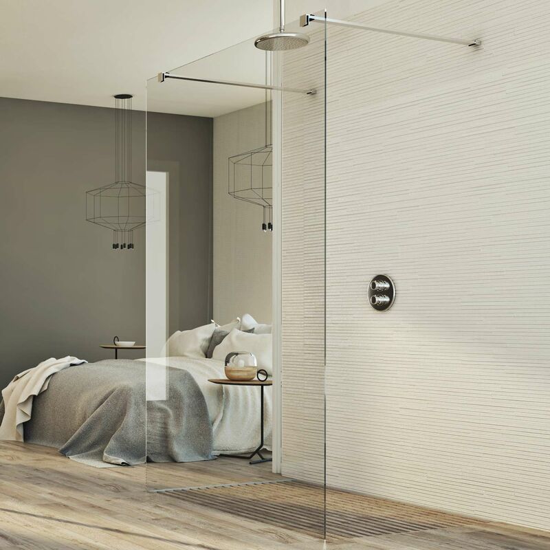 

Pared de ducha de vidrio transparente 8 mm h 198 mod. Walk in Free 75 cm