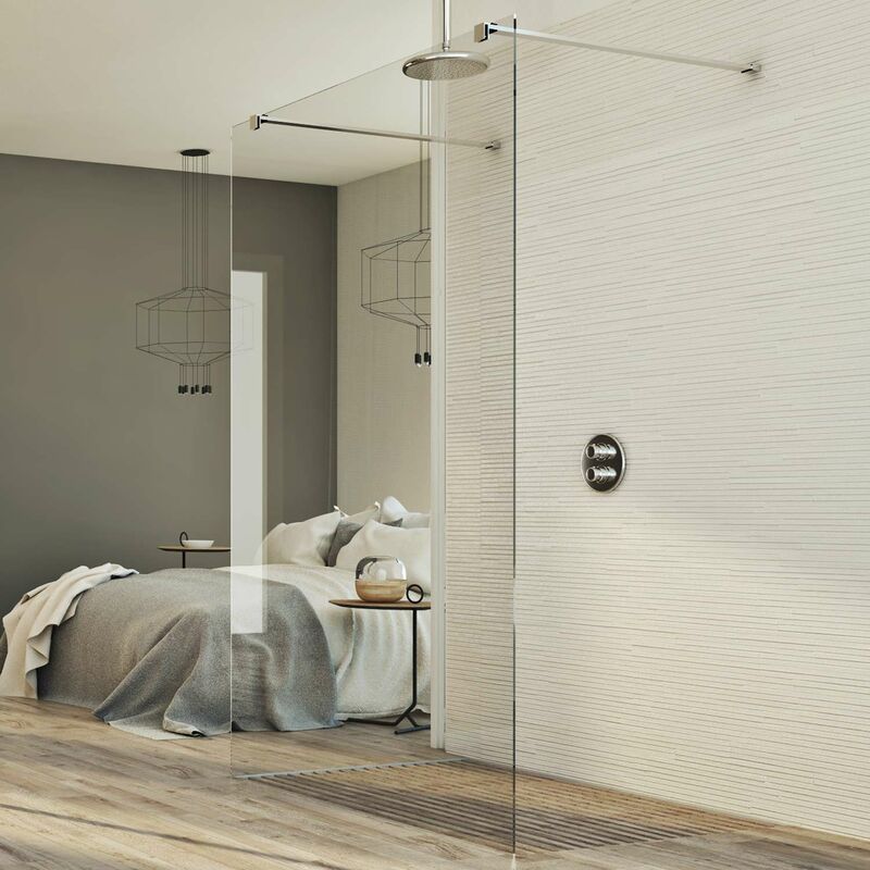 

Pared de ducha de vidrio transparente 8 mm h 198 mod. Walk in Free 120 cm