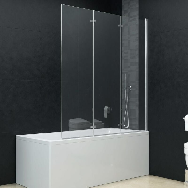 

Mampara de ducha plegable 3 paneles ESG 130x138 cm