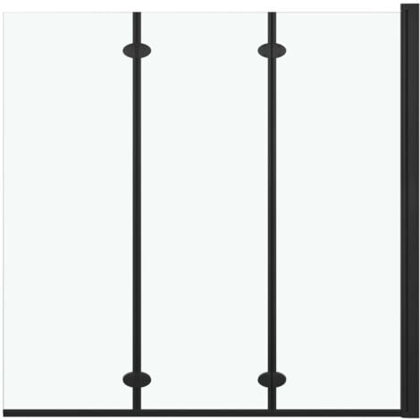 Mampara de ducha plegable 3 paneles ESG 130x138 cm negro vidaXL