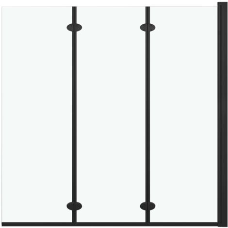 Mampara de ducha plegable 3 paneles ESG 130x138 cm negro vidaXL - N/A