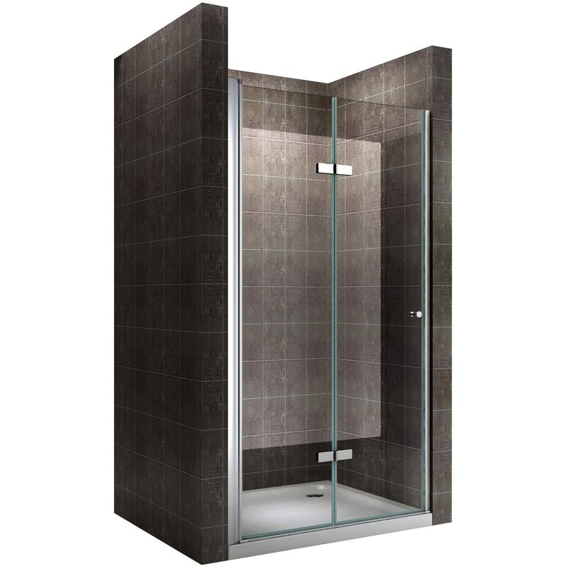 

Mampara de ducha puerta plegable rango de ajuste de 100-104 cm altura: 195 cm de vidrio transparente templado de seguridad de 6mm – DK830