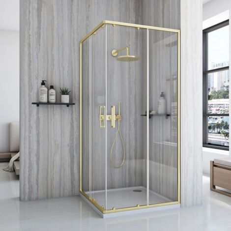 MAMPARA DE DUCHA REA CITY BRUSHED GOLD 80x80