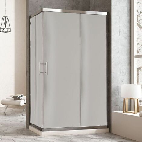 MAMPARA DE DUCHA RECTANGULAR 2 PUERTAS CORREDERAS Y DOS PANELES FIJOS A LOS LADOS TRANSLÚCIDO 70X150CM
