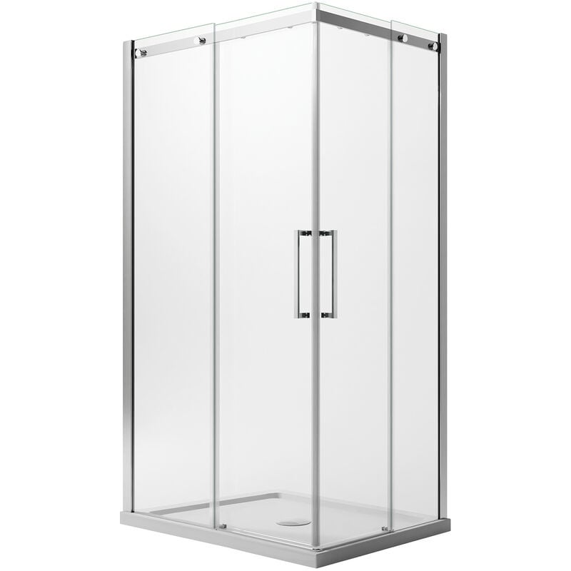 

Mampara de ducha transparente 8 mm con easyclean h 200 mod. Prime Corner 75x90 cm versión izquierda
