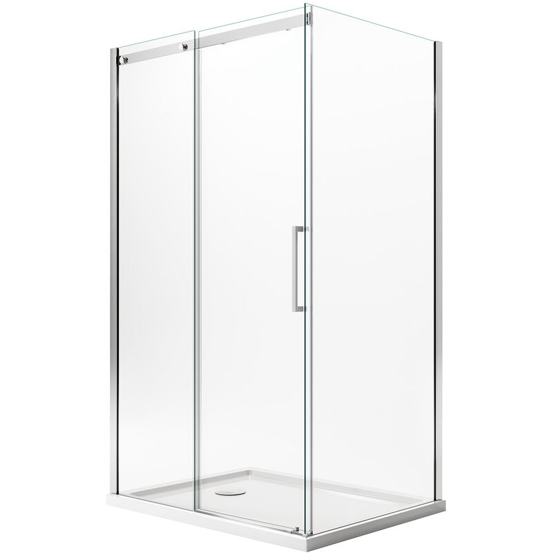 

Mampara de ducha rectangular con easyclean h 200 vidrio transparente 8 mm mod. Prime Duo 1 Hoja 90x110 cm versión izquierda