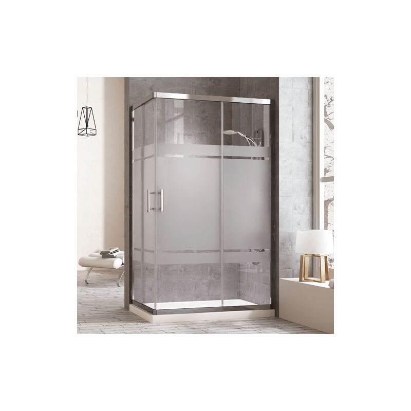 

Mampara de ducha Rectangular cristal templado 2 puertas correderas TRANSPARENTE 80X140CM - Transparente