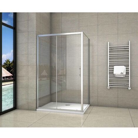 Mampara de Ducha Rectangular Puerta Corredera con Panel lateral Cristal Templado 5 MM 130x90x185cm