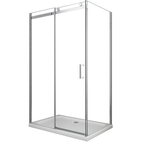 Mampara de ducha rectangular vidrio transparente con easy-clean h 190 mod. Cosmopolitan 90x100 cm
