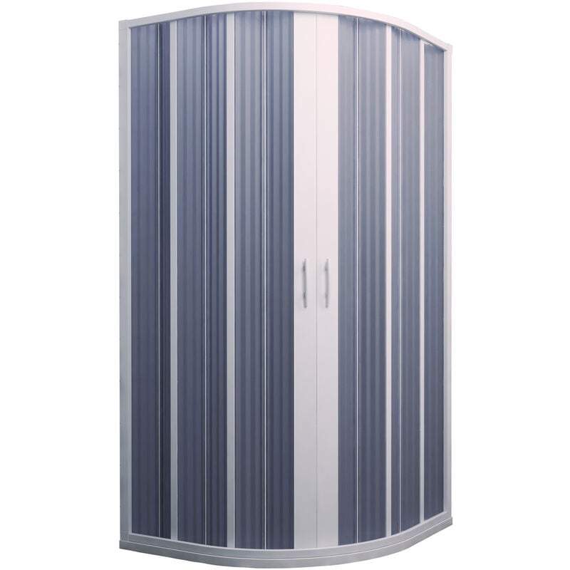 

Mampara de ducha semicircular de pvc plegable blanca h 185 mod. Flex con apertura central 100x100 cm