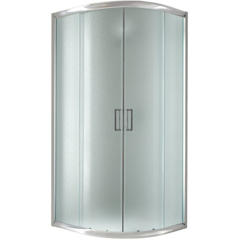 Mampara de ducha semicircular deslizante vidrio impreso h 198 mod. Alabama 90x90 cm