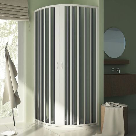 Mampara de ducha semicircular extensible de pvc h 185 mod. Sharp Central 70x90 cm radio 55