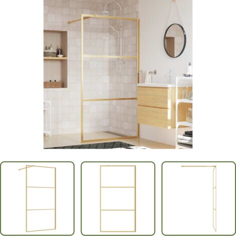 Mampara de ducha transparente -  Mampara puerta ducha vidrio transparente ESG dorado 100x195 cm