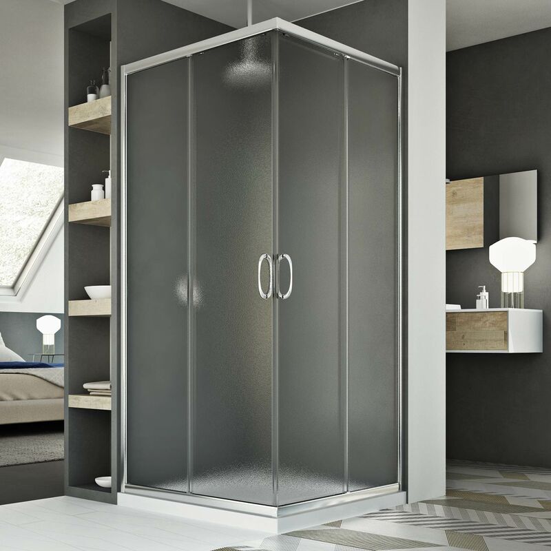 

Mampara de ducha vidrio impreso h 185 mod. Junior 70x90 cm rectangular