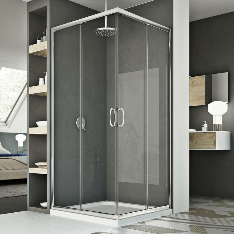 

Mampara de ducha vidrio transparente h 185 mod. Junior 70x90 cm rectangular