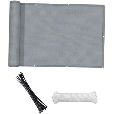 Mampara de privacidad para balcón resistente al viento (HDPE) para terraza, patio, jardín, piscina exterior, porche, barandilla, 118 x 35 pulgadas, gris.