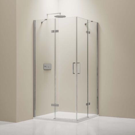 Mampara de puerta de ducha pivotante angular EX809 - cristal de seguridad nano - 80 x 80 x 195 cm