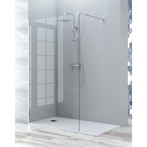 Mampara Ducha Fijo Walk In Vidrio Templado 8mm Antical Transparente Altura 195cm 120 cm (1 fijo) Perfil Cromo Brillo