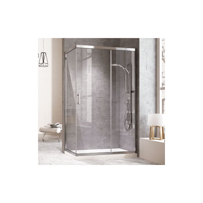 

Mampara ducha Frontal 1 cristal fijo + 1 puerta + costado fijo TRANSLUCIDO 70X100CM - Pixarena