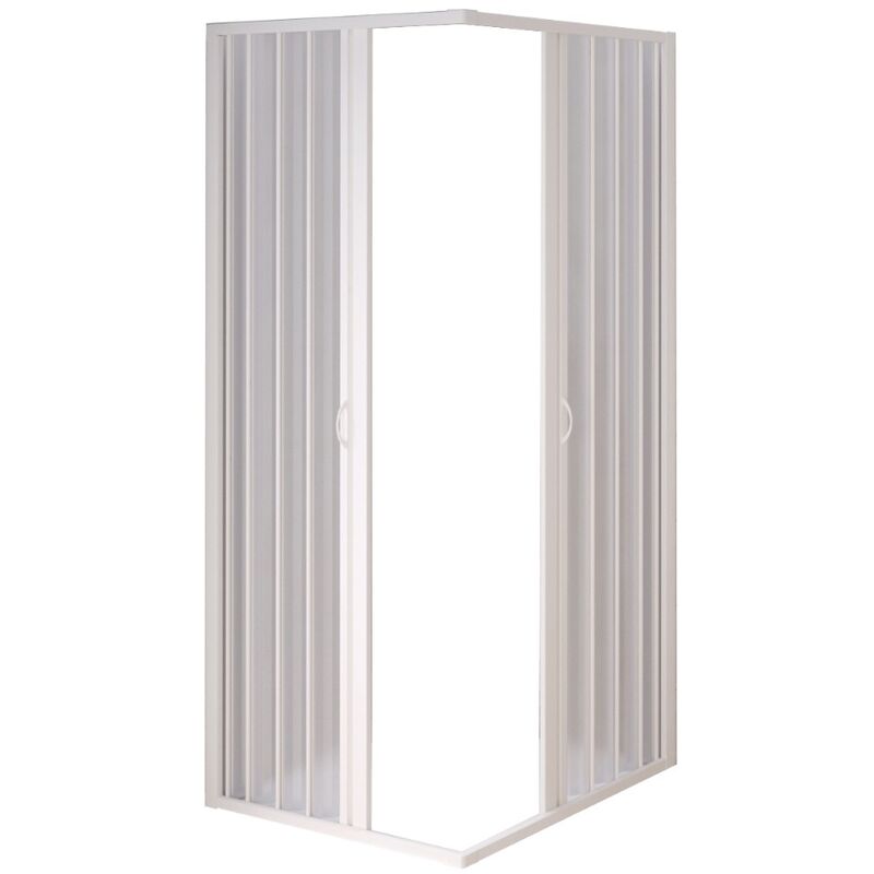 

Mampara ducha pvc blanca de fuelle reducible 80x80 h 185 mod. Nova Kit Box