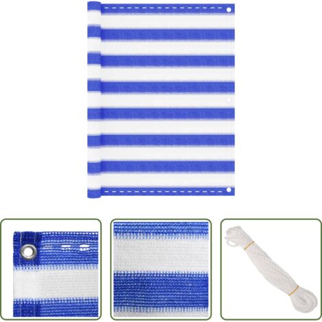 Mampara para balcón -  Toldo para balcón HDPE amarillo y blanco 90x400 cm