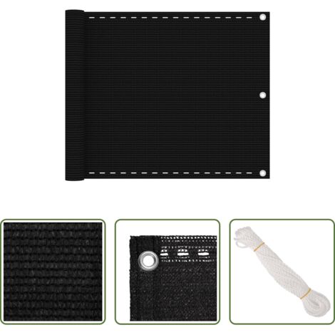 Mampara para balcón -  Toldo para balcón HDPE negro 75x500 cm