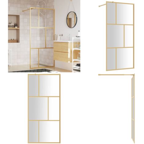 Mampara puerta de ducha vidrio transparente ESG dorado 90x195cm - Vidrio ESG - Baño moderno