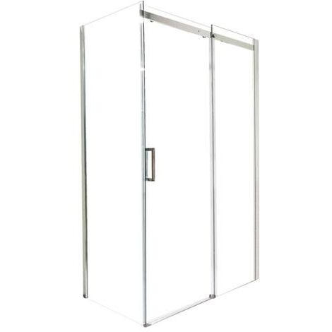 mampara SIMI, mampara de ducha con puertas correderas. 120x210x0,8cm - Vidrio templado - acabado cromado - transparente