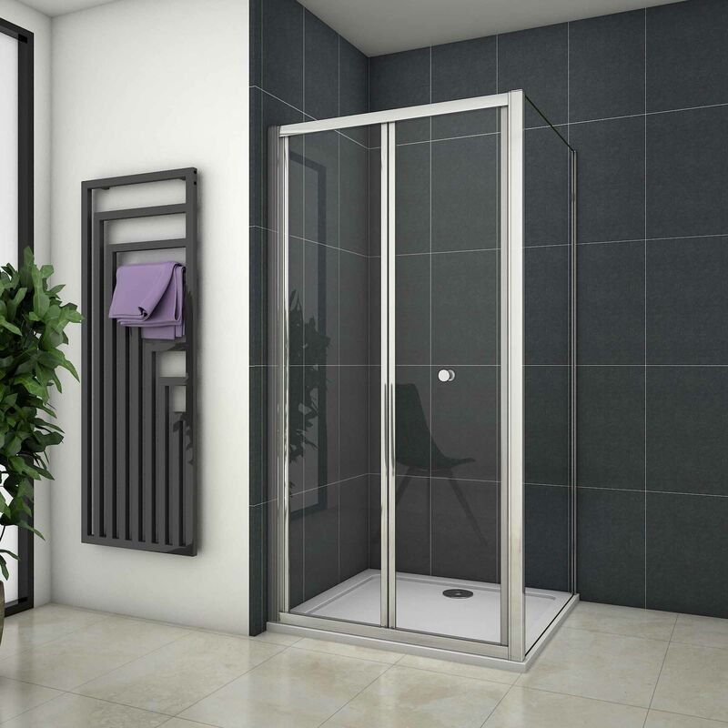 

Mampara de Ducha Angular Puerta Abatible Cristal 6 MM 100x80x185cm