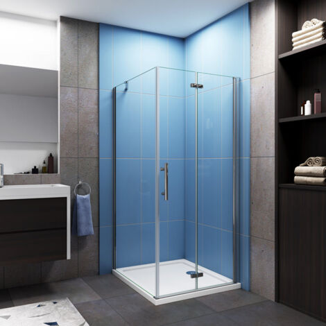Mamparas Angular Plegable + Panel Fijo 6mm Antical 90x70x185cm